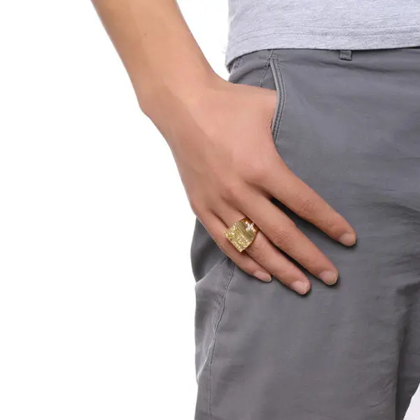 Crystal Gold Plated 316L Surgical Stainless Steel Men  Jesus Cross Ring. - Image 6