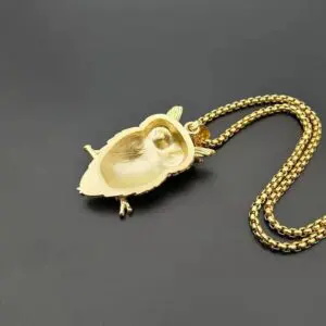 Gold Plated Iced Out Crystal Owl Necklace - Image 2