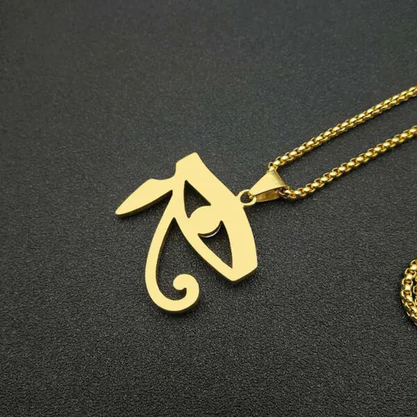 Gold Plated Stainless Steel Egyptian Jewelry Horus Evil Eye Necklace - Image 3