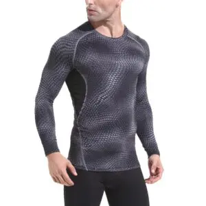 Long Sleeve Snake Print Fitness Compression Sportswear.