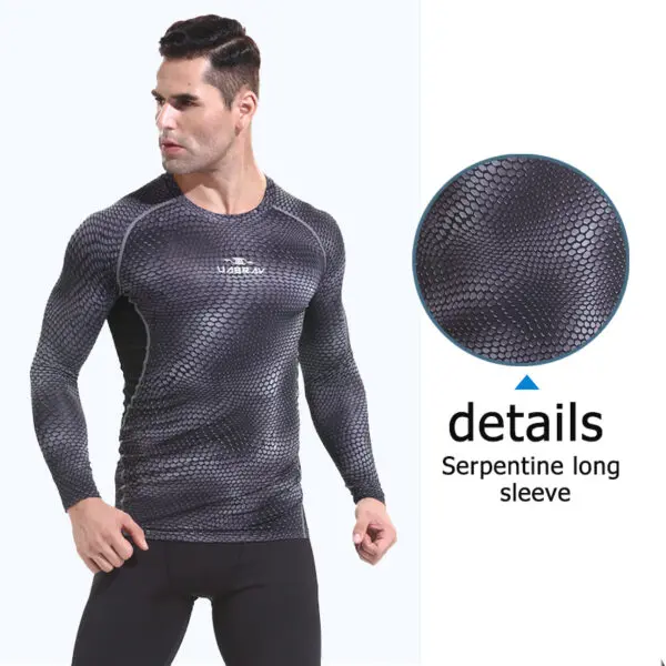 Long Sleeve Snake Print Fitness Compression Sportswear. - Image 3