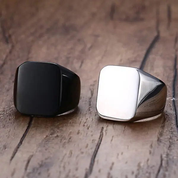 Stainless Steel Gold Blank Signet Ring