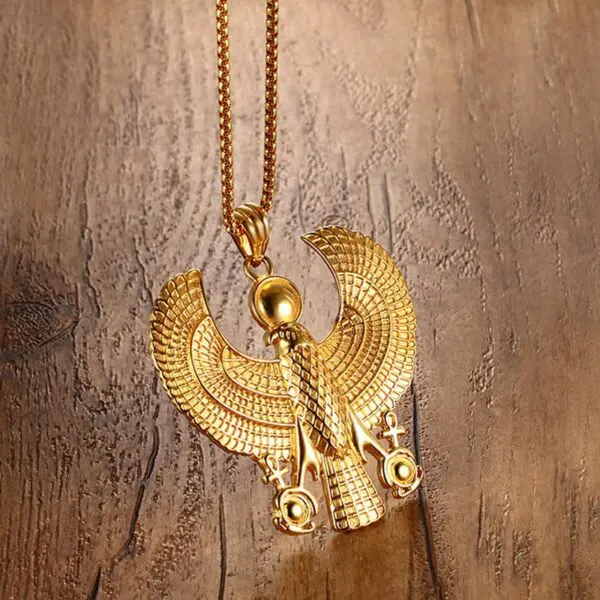 Stainless Steel Gold Egyptian Horus High Quality Exaggerated Pendant - Image 2