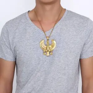 Stainless Steel Gold Egyptian Horus High Quality Exaggerated Pendant - Image 3