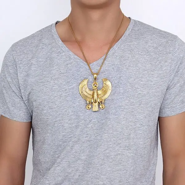 Stainless Steel Gold Egyptian Horus High Quality Exaggerated Pendant - Image 3