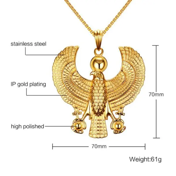 Stainless Steel Gold Egyptian Horus High Quality Exaggerated Pendant - Image 4