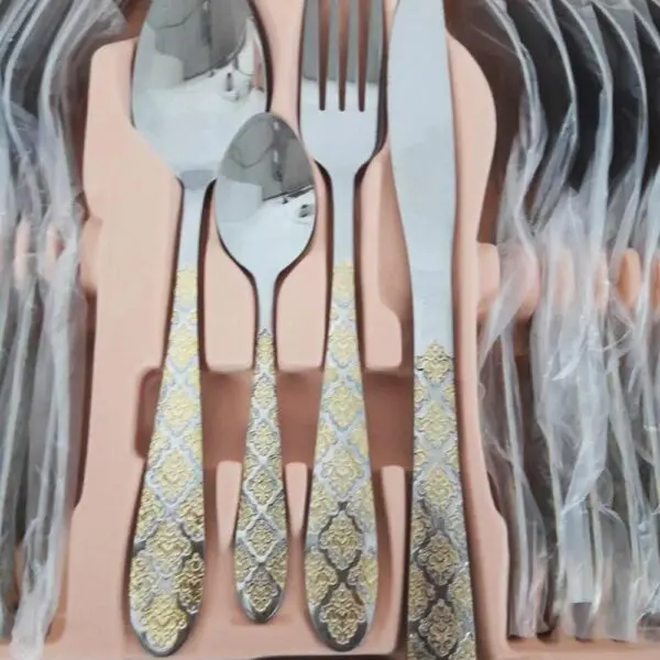 Stainless Steel Gold & Silver Plating 72pcs Briefcase Cutlery Set - Image 2