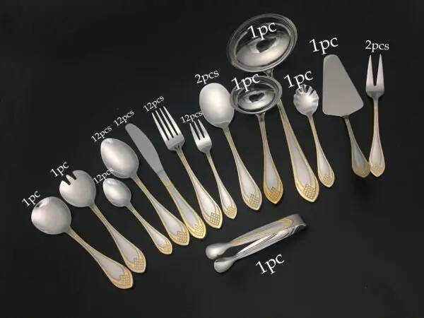 Stainless Steel Gold & Silver Plating 72pcs Briefcase Cutlery Set - Image 4