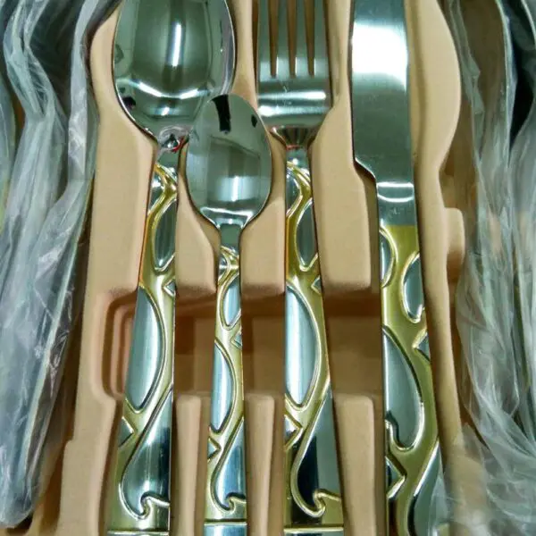Stainless Steel Gold & Silver Plating 72pcs Briefcase Cutlery Set - Image 5