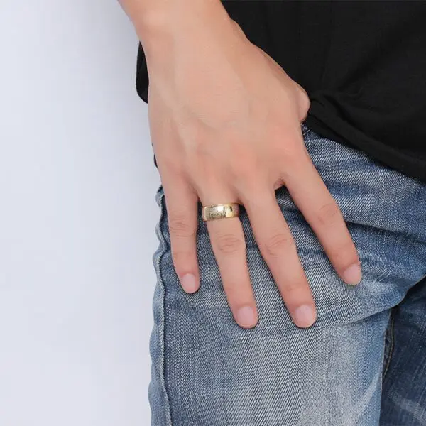 Stainless Steel Religious Jewelry 18k Gold Islamic Ring - Image 2