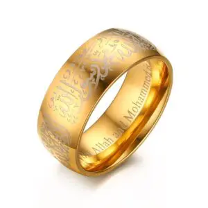 Stainless Steel Religious Jewelry 18k Gold Islamic Ring