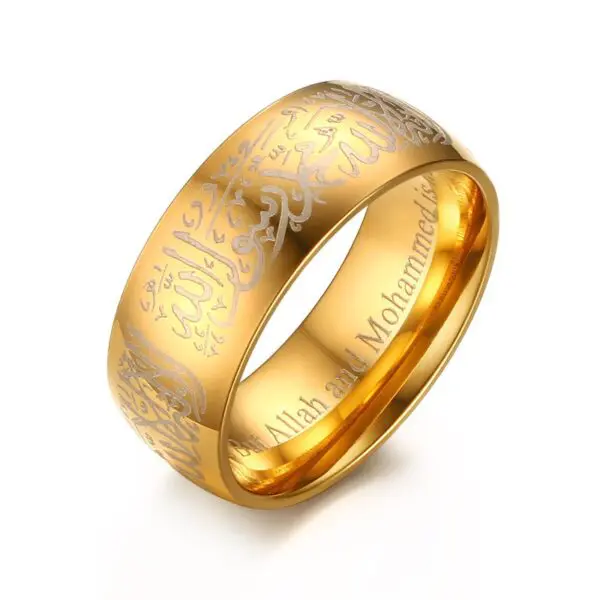 Stainless Steel Religious Jewelry 18k Gold Islamic Ring