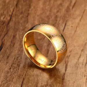 Stainless Steel Religious Jewelry 18k Gold Islamic Ring - Image 4