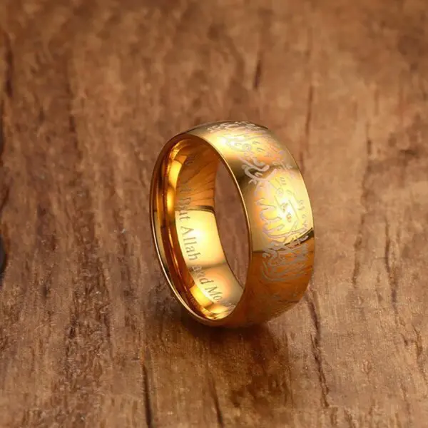 Stainless Steel Religious Jewelry 18k Gold Islamic Ring - Image 5