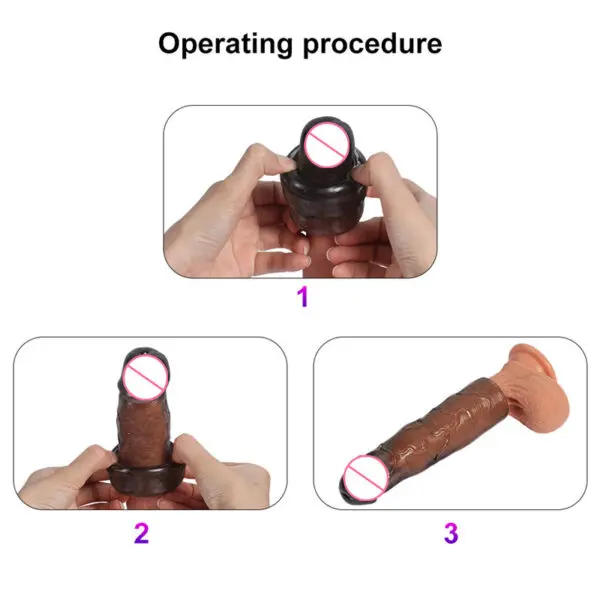 Textured Penis Extension Condoms Cear Black Silicon 3 in 1 - Image 3