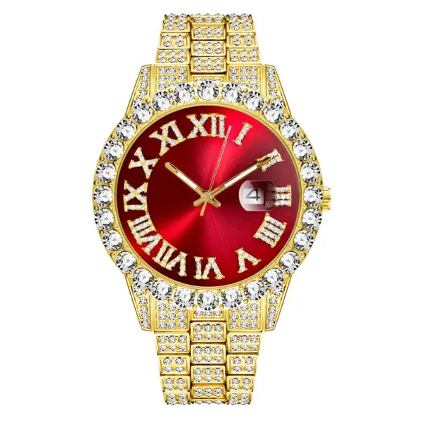 3PCSSET GOLD PLATED ZIRCON DIAMOND CHAIN, WATCH & BRACELET