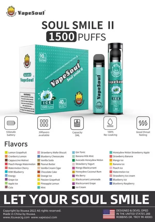VAPESOUL SMOKING PEN 1500-2000 PUFF